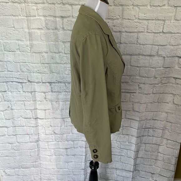 Old Navy women L 2 button fully lined canvas jacket green - Picture 3 of 12